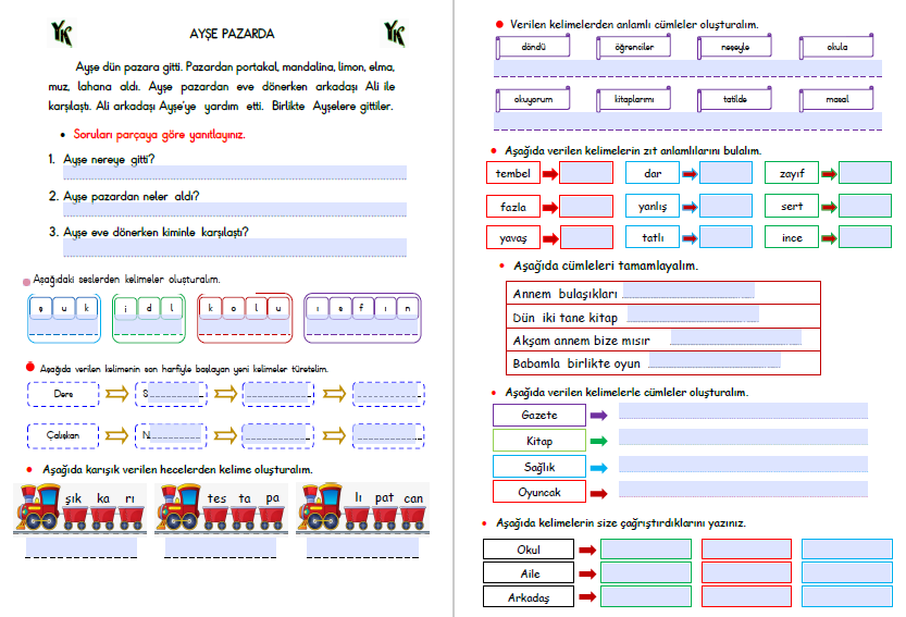 ETKİLEŞİMLİ - TÜRKÇE TEKRAR ETKİNLİĞİM 