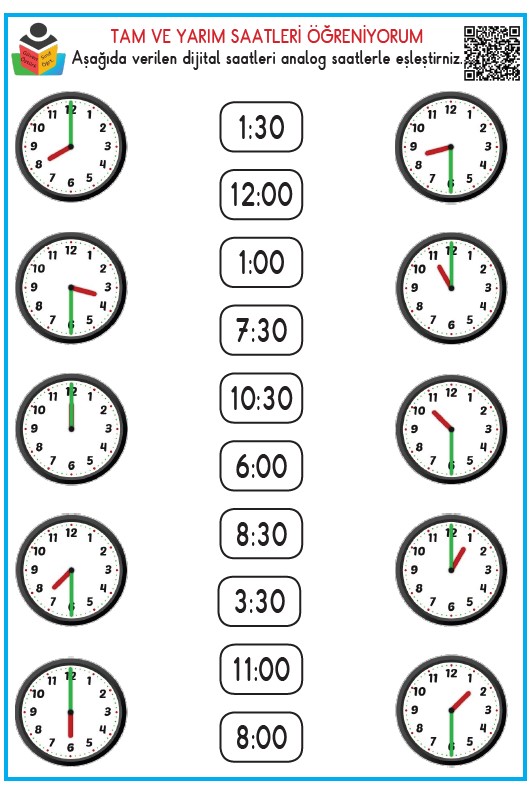 TAM VE YARIM SAATLERİ ÖĞRENİYORUM