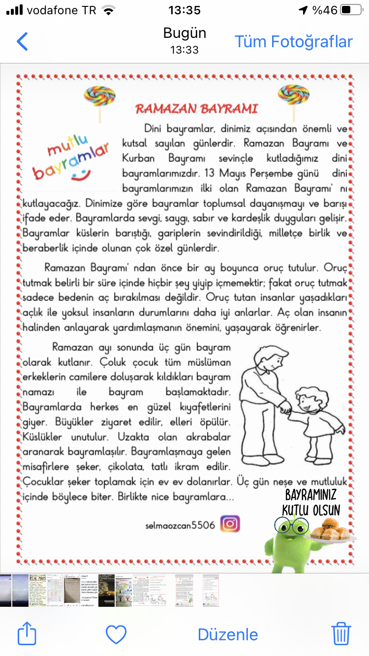 RAMAZAN BAYRAMI ANLAMI VE ÖNEMİ METİN VE ANLAMA SORULARI