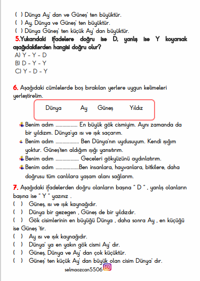 Gökcisimleri ve Değerlendirme Testleri