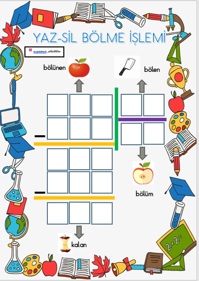 4.SINIF MATEMATİK - YAZ SİL BÖLME İŞLEMİ ETKİNLİĞİ