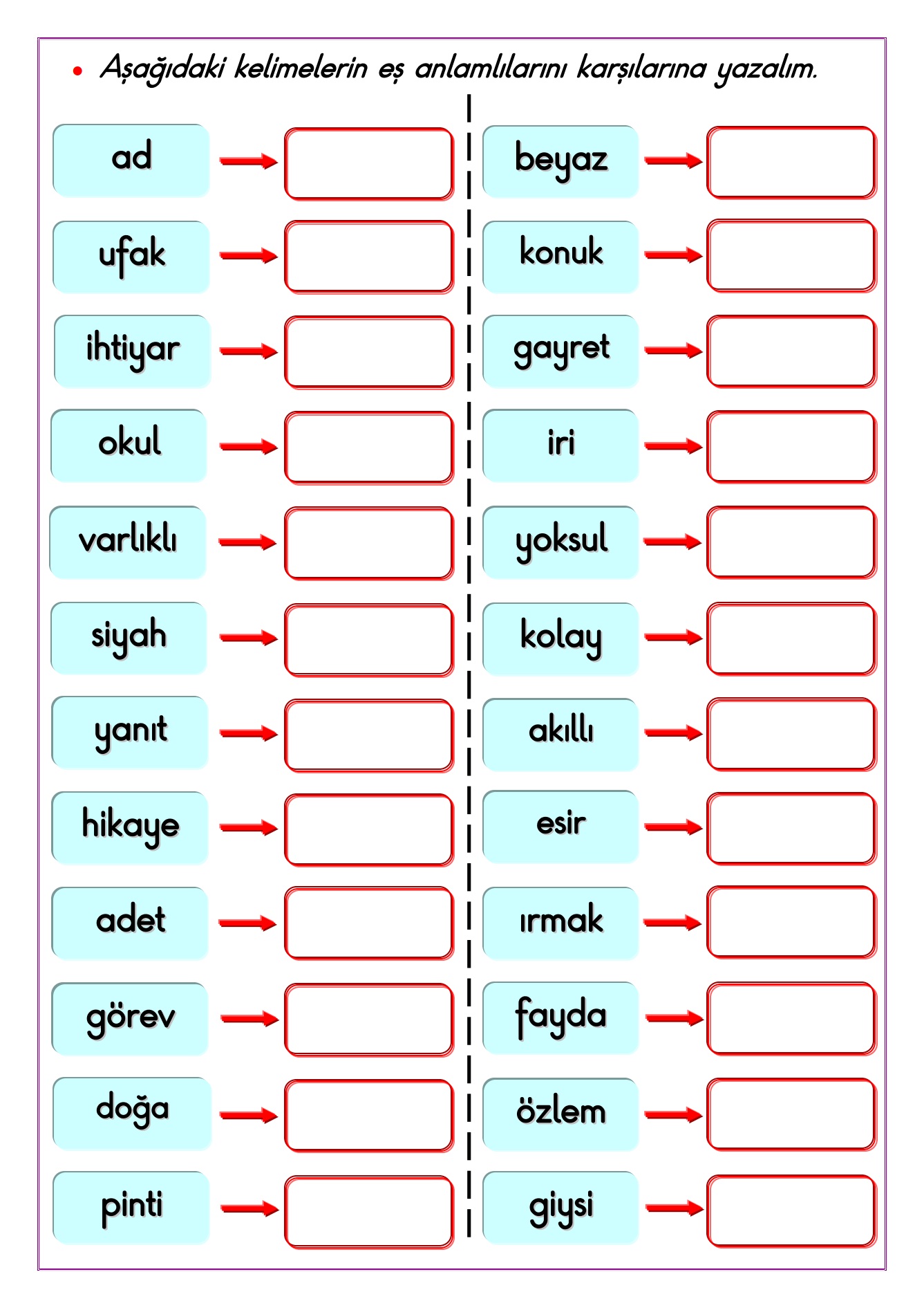 EŞ ANLAMLI SÖZCÜKLER_Konu Anlatımı & Etkinlik
