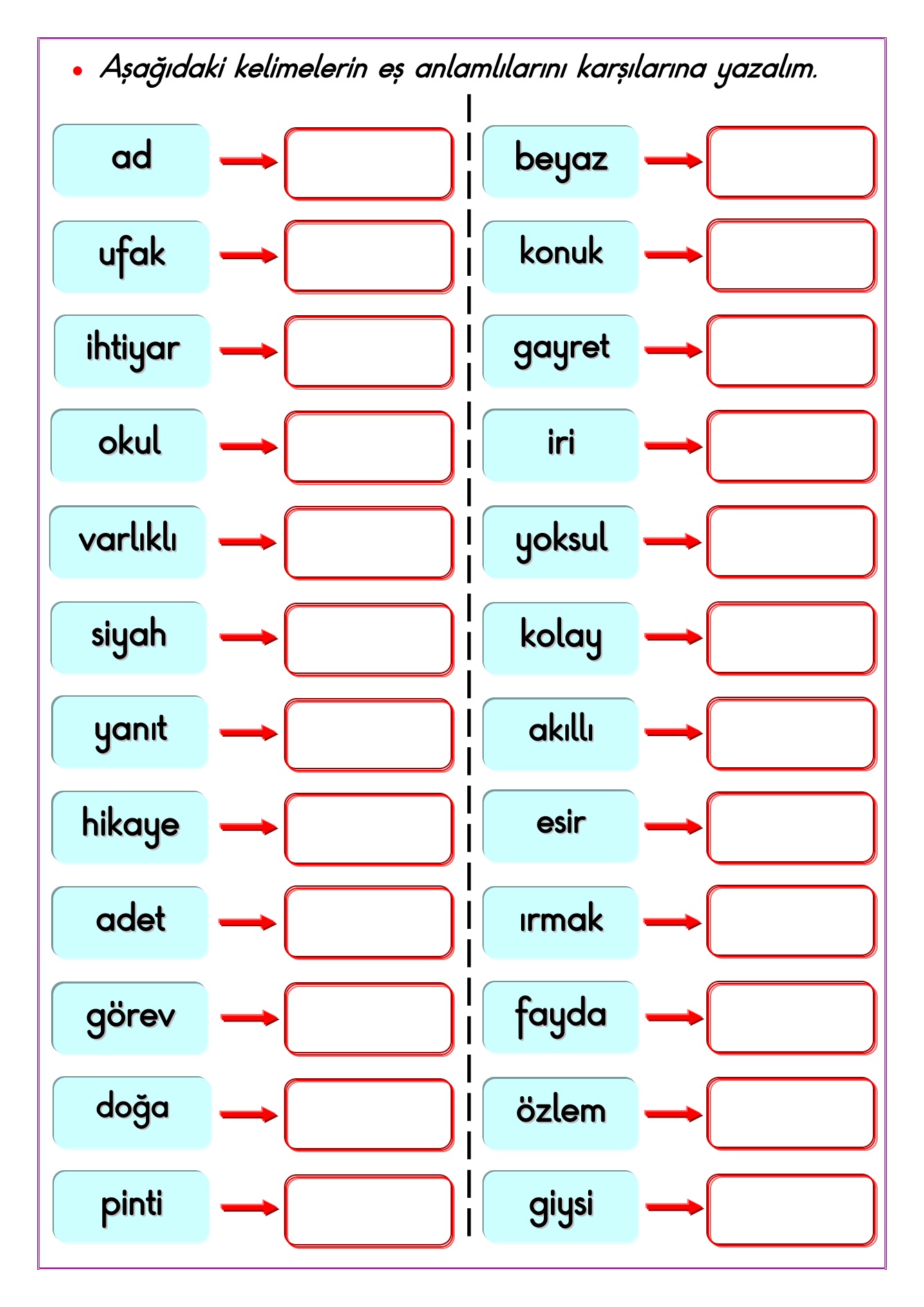 EŞ ANLAMLI SÖZCÜKLER_Konu Anlatımı & Etkinlik