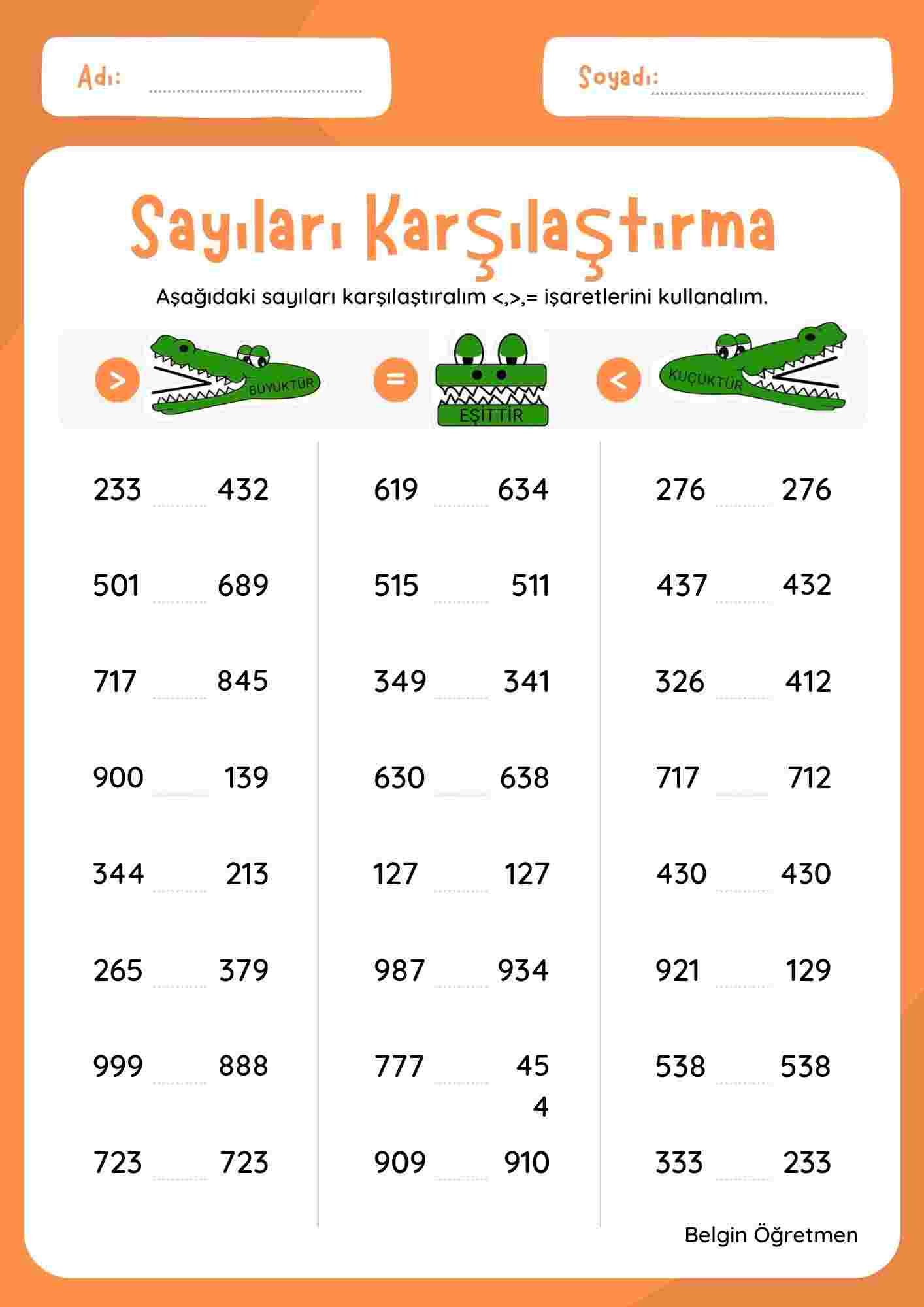 Sayıları Karşılaştırma 