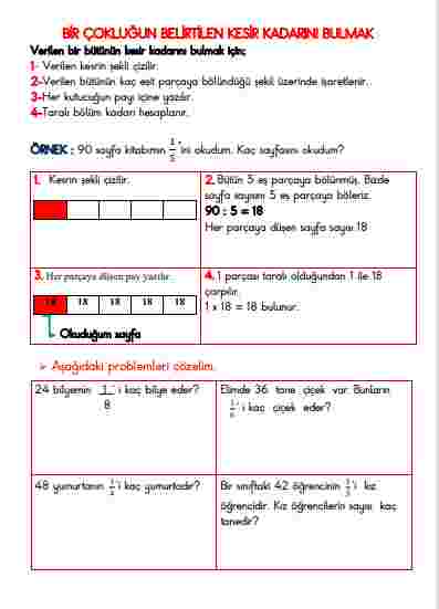 3.sınıf kesir problemleri