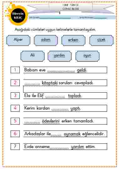 Cümle Tamamlama