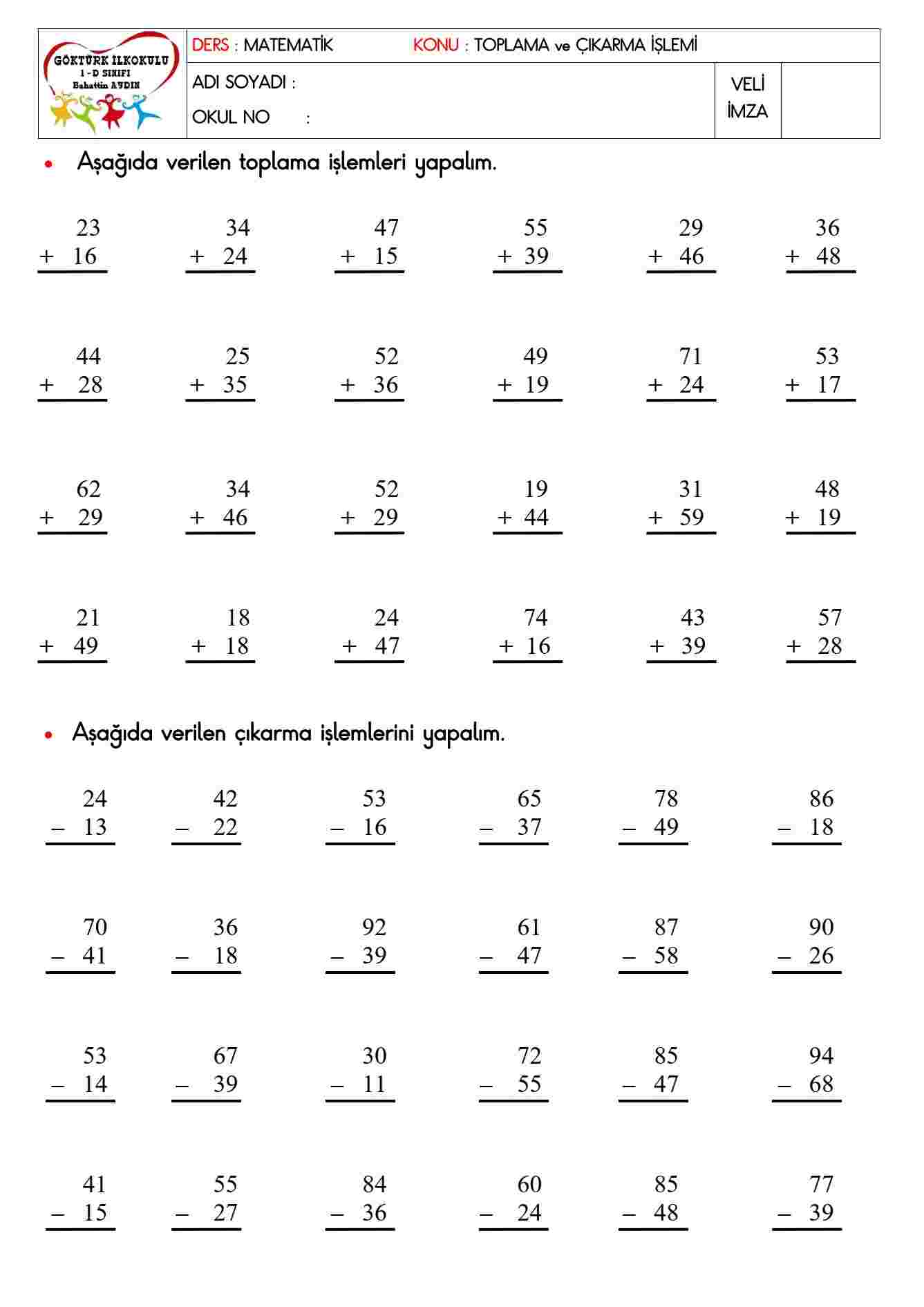 TOPLAMA_ÇIKARMA İŞLEMLERİ & PROBLEMLER