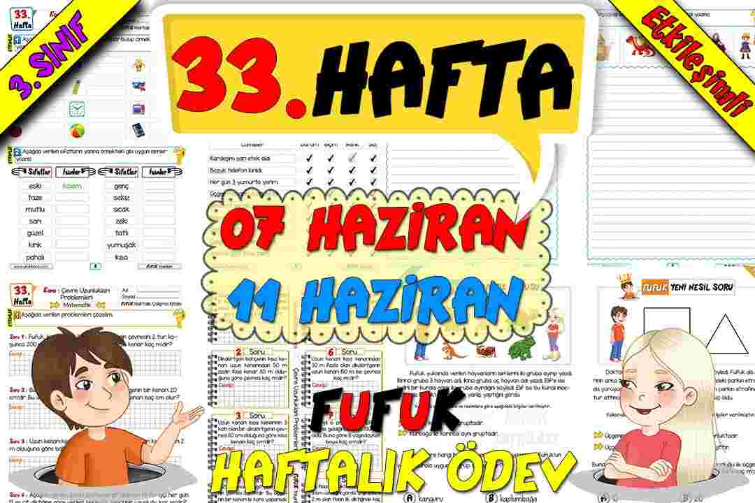 3.SINIF - TÜM DERSLER [ 2.DÖNEM ] - [ 33.HAFTA ] - FUFUK HAFTALIK ÖDEV