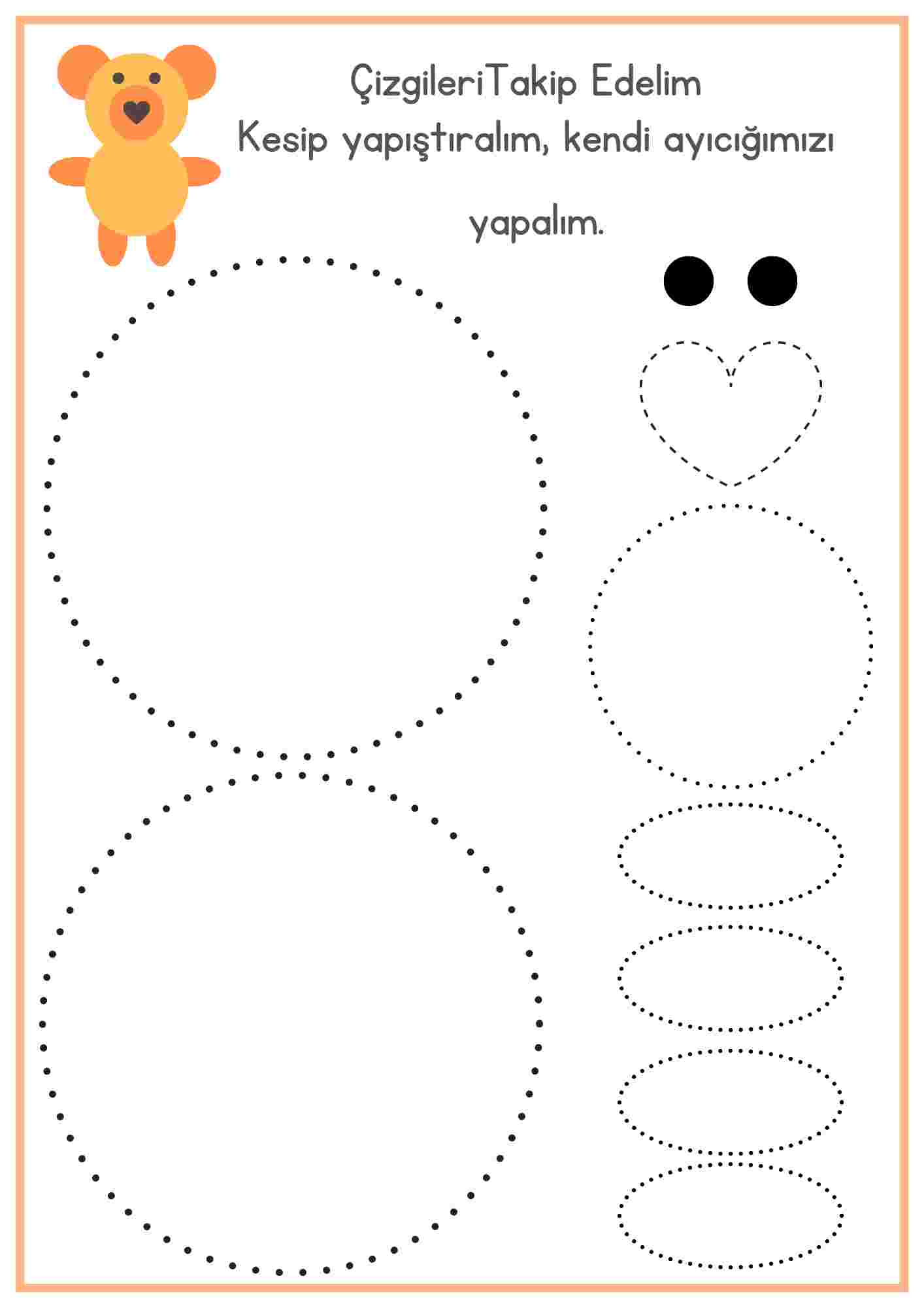 Çizgi çalışması kes yapıştır etkinliği