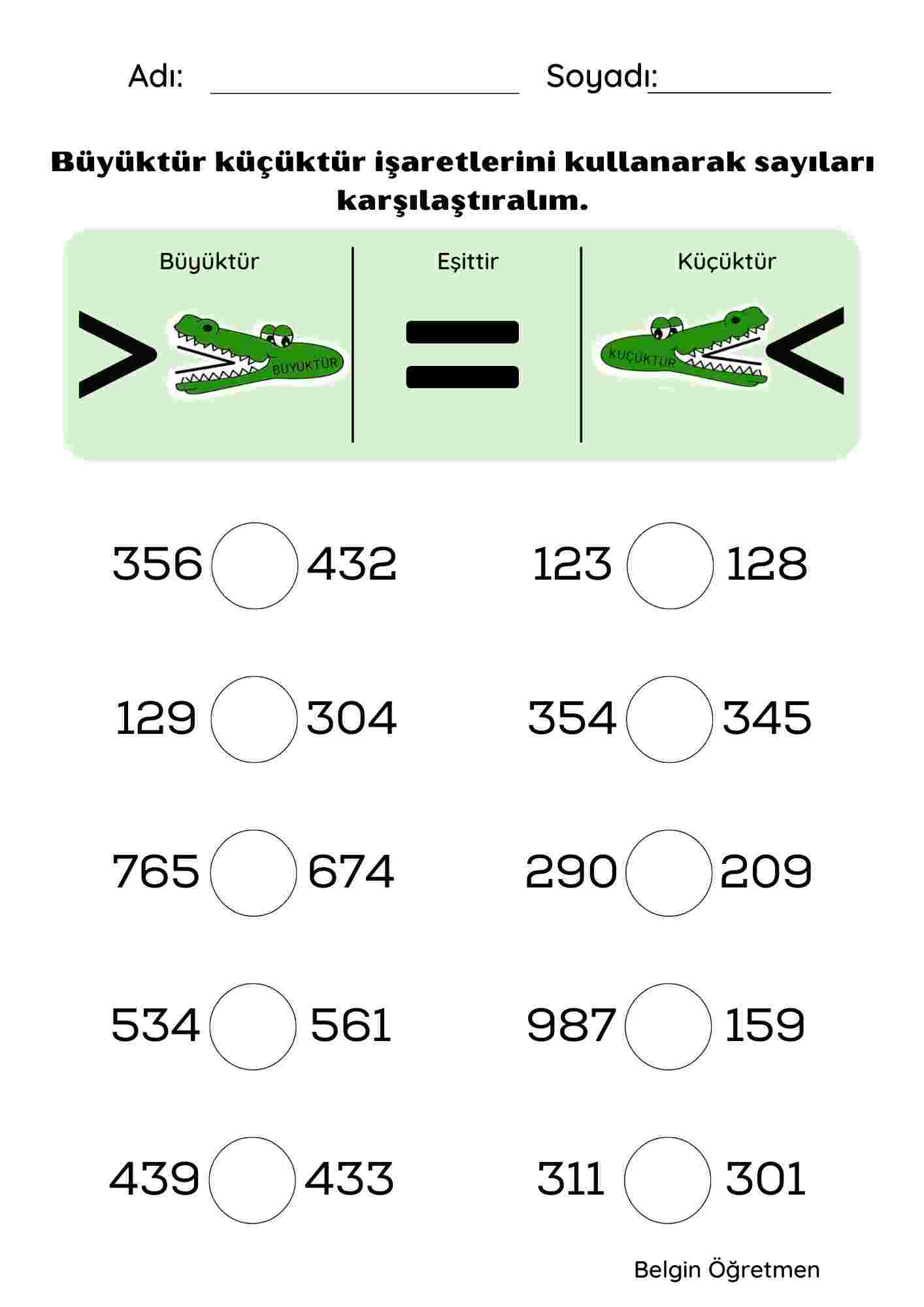 Sayıları Karşılaştırma