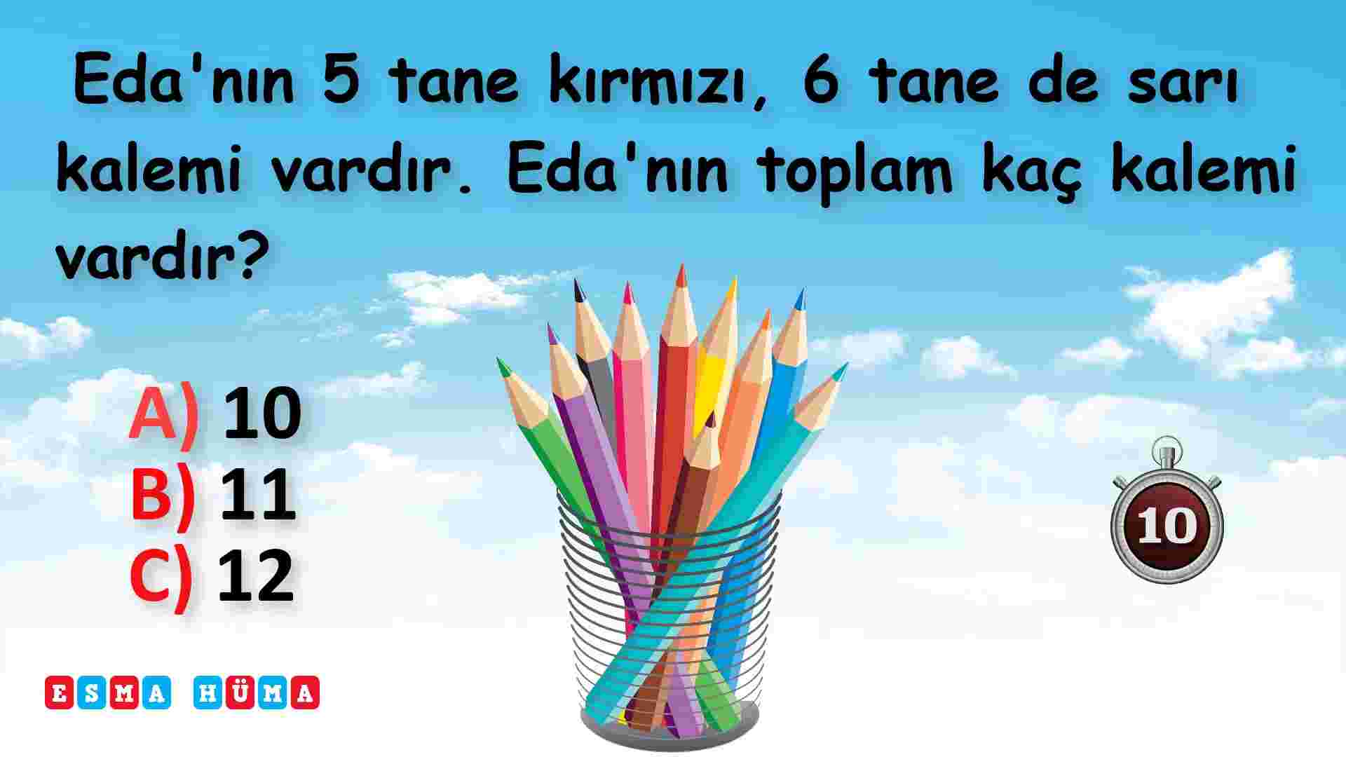 1. Sınıf - Matematik : Test Çöz ! / Toplama İşlemi Problemleri 