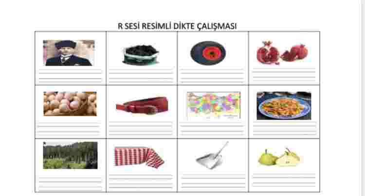 R SESİ RESİMLİ DİKTE ÇALIŞMASI