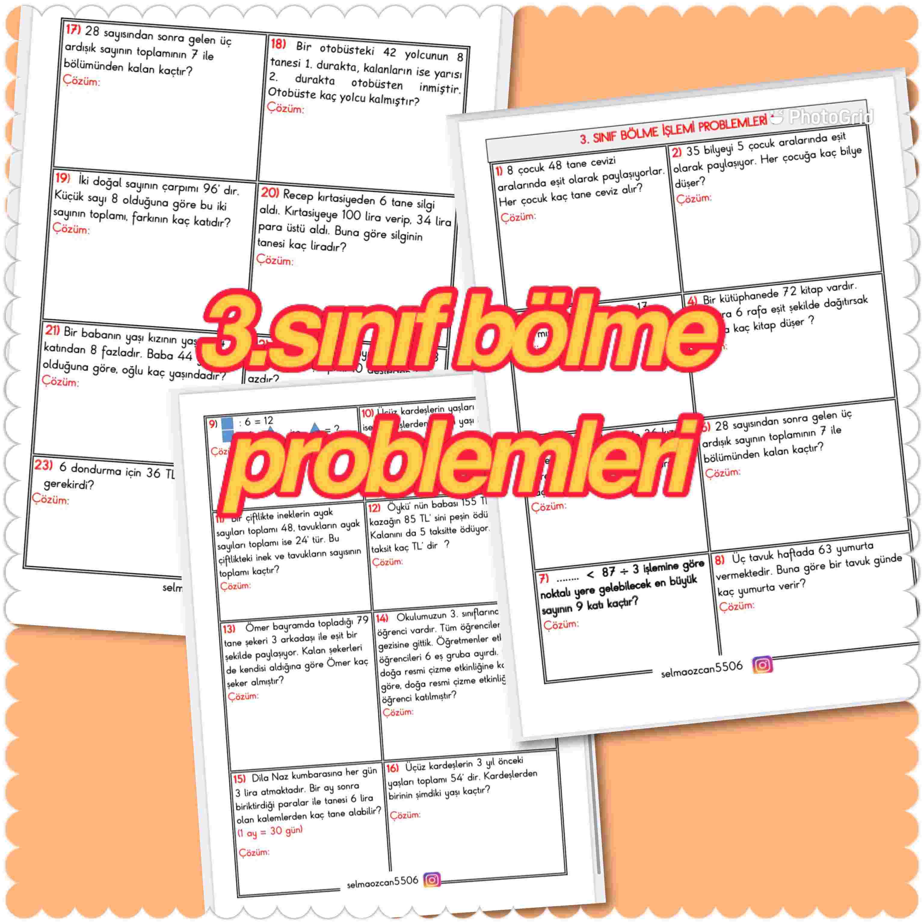 3. sınıf bölme işlemi problemleri 