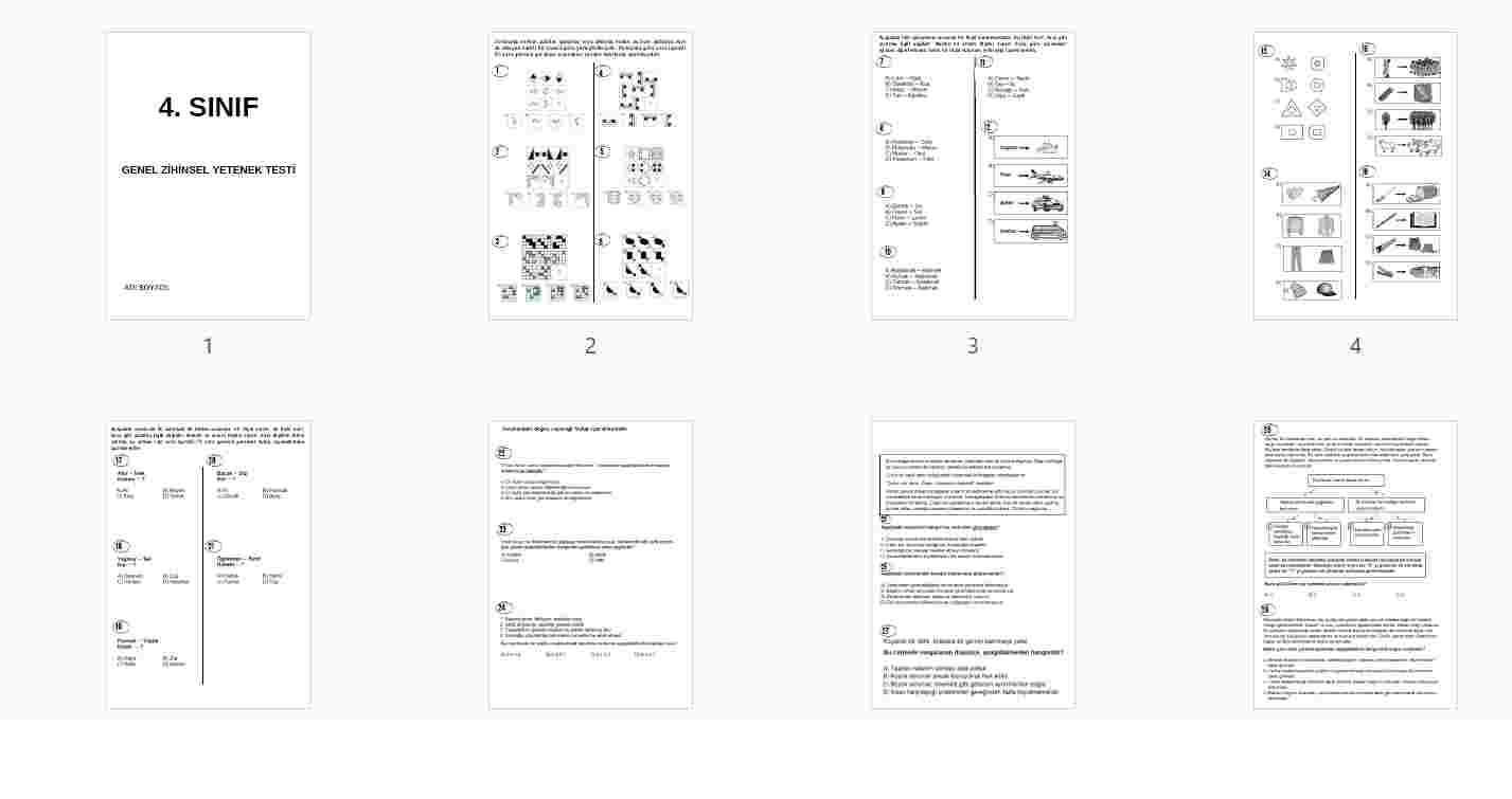 4.SINIF GENEL ZİHİNSEL YETENEK TESTİ