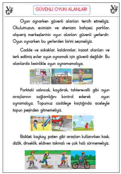 GÜVENLİ OYUN ALANLARI- DEFTER NOTU